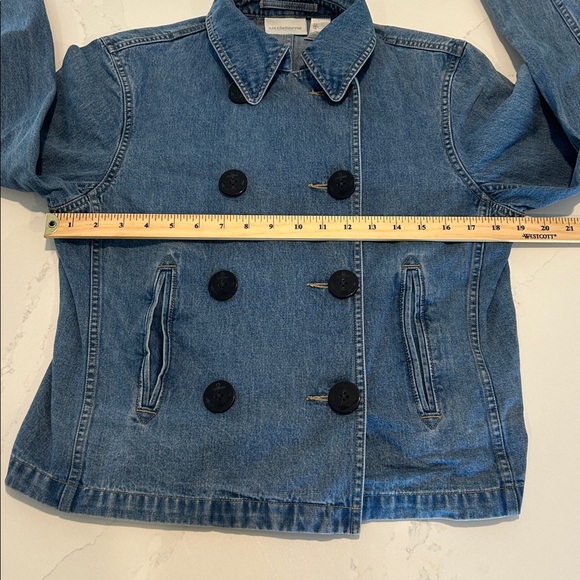 Liz Claiborne Liz Wear Blue Denim Jacket Double Breast Military Size Small - Picture 2 of 9